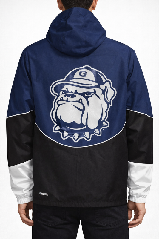 Mitchell & Ness George Town Size M Long Sleeve Blue and Black Windbreaker Hoodie