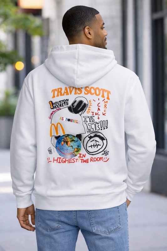 Travis Scott White Hoodie Slim Fit