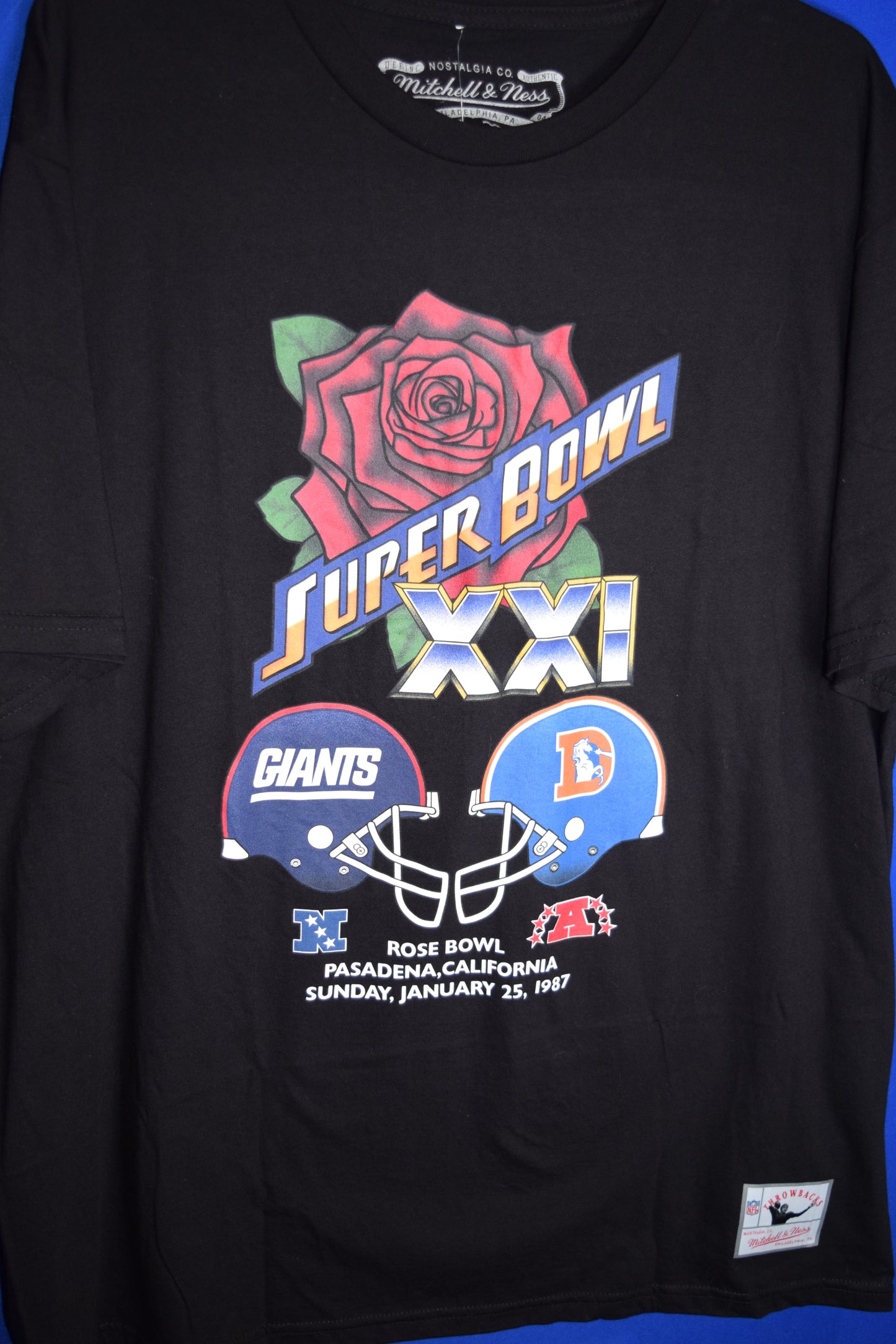 Mitchell & Ness SUPER BOWL XXI GIANTS Black Men's T-Shirt Size XL