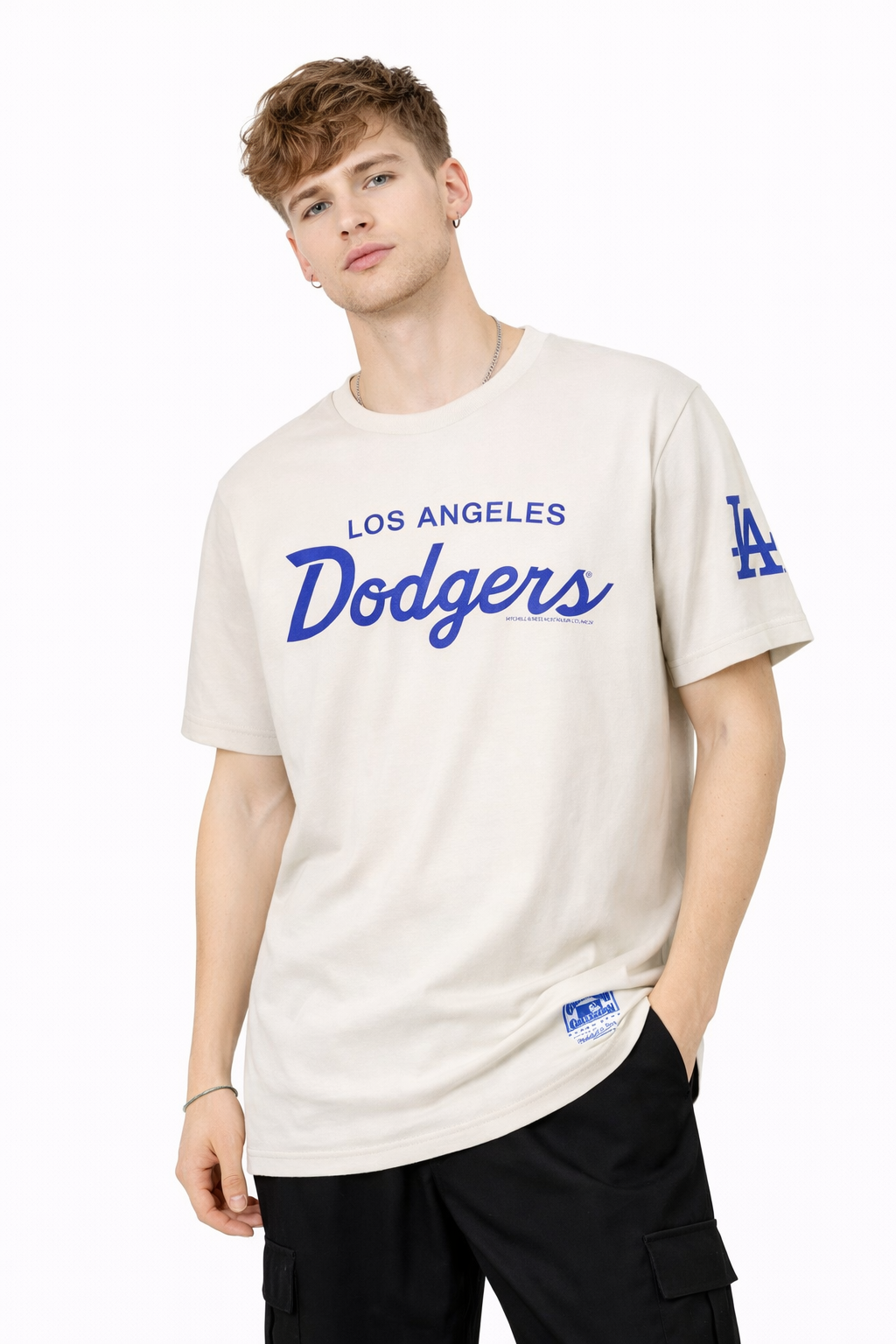 Mitchell & Ness Los Angeles Dodgers Beige Men's T-Shirt
