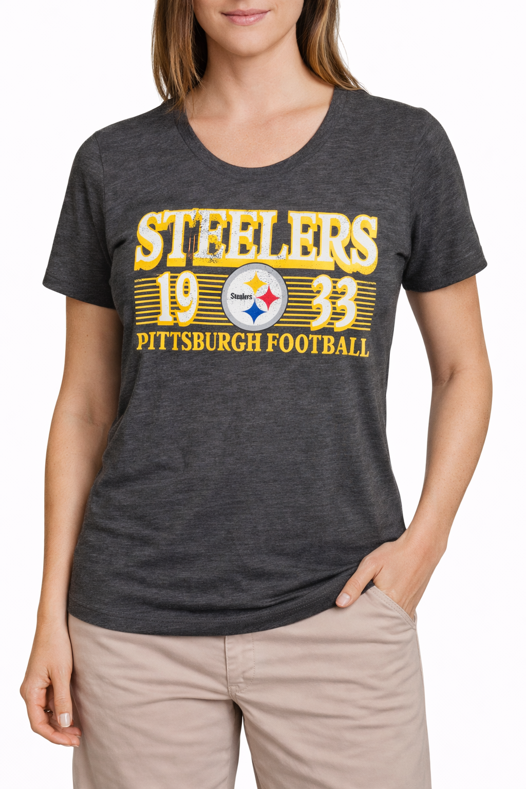NFL Steelers 1933 Gray Women's T-Shirt Size S