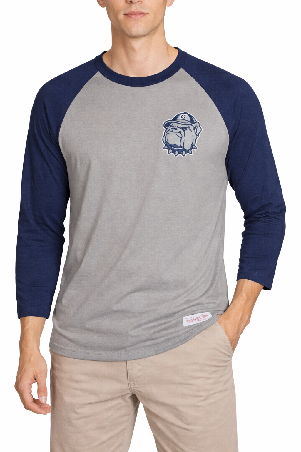 Mitchell & Ness Georgetown Gray Long Sleeves  Men's T-Shirt Size M