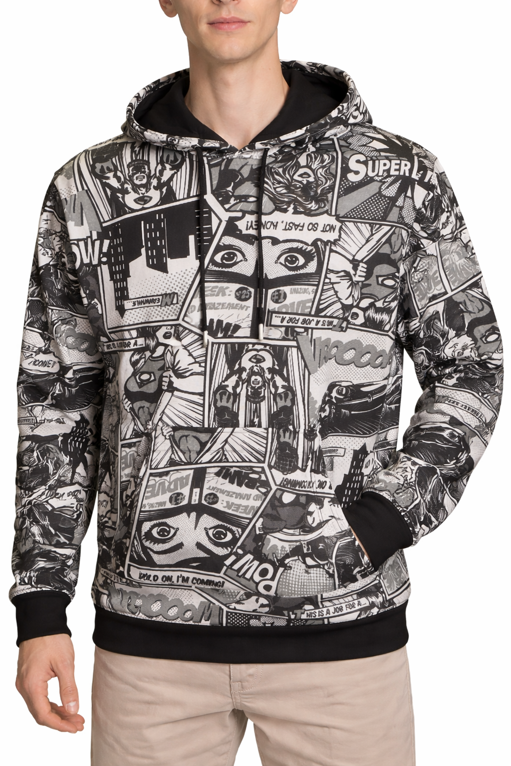 Oh Snap Drill Clothing Co Hoodie Grey Scale Comic Graphic Print